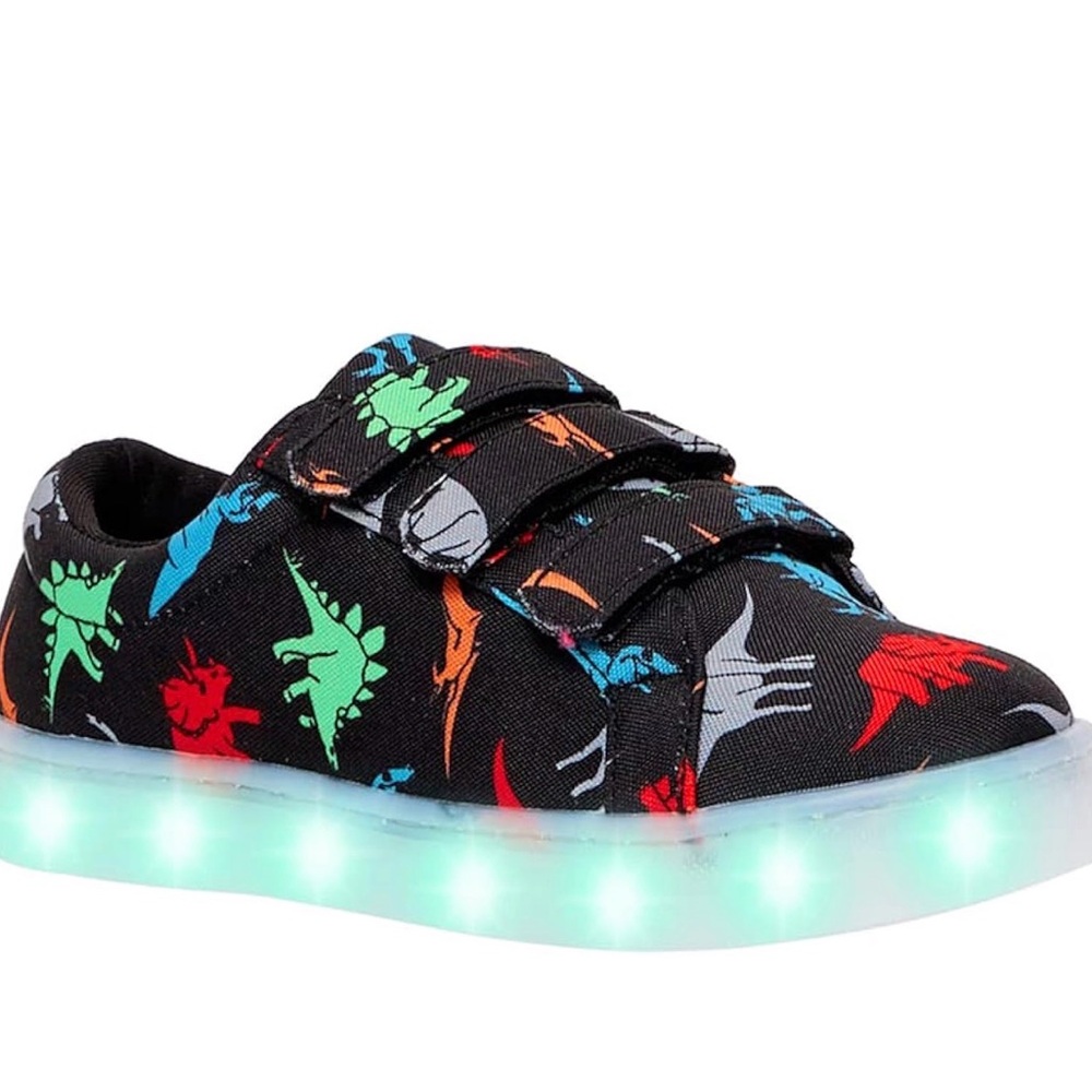 Fabkids Black Dinosaur Light-Up Sneakers